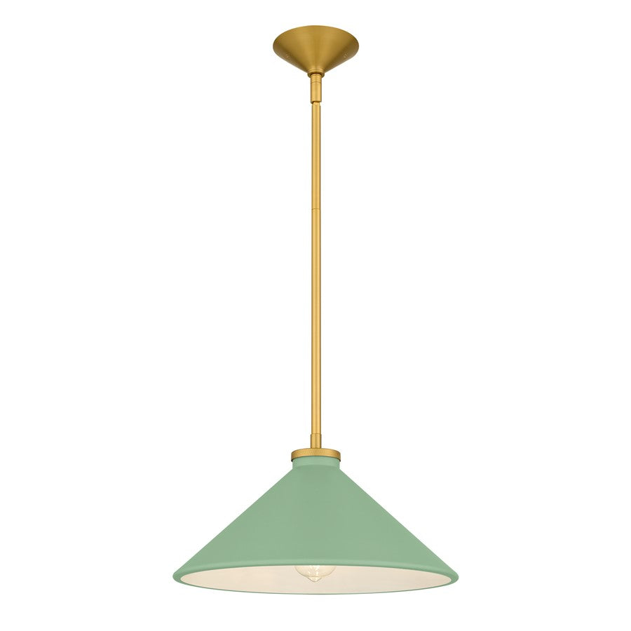 Quoizel Bradbury 1-Lt Pendant w/Light Green Shade, Brushed Gold - BRADG1814BRG