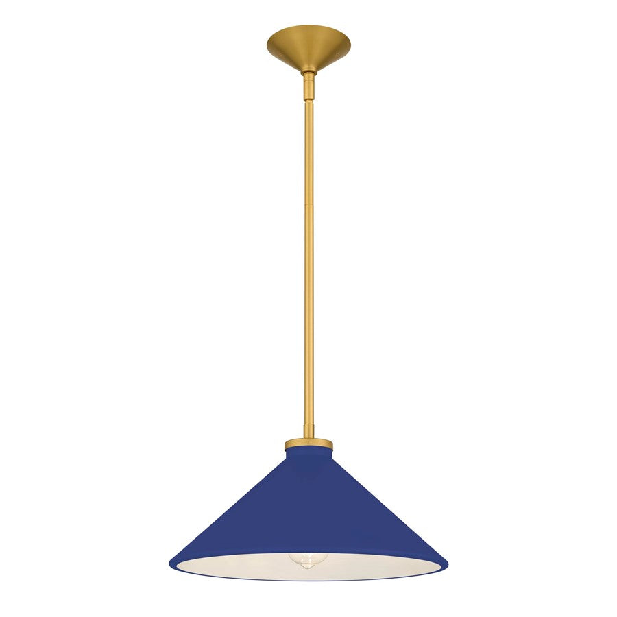 Quoizel Bradbury 1-Lt Pendant w/Navy Shade, Brushed Gold - BRADN1814BRG