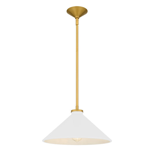 Quoizel Bradbury 1-Lt Pendant w/White Shade, Brushed Gold - BRADW1814BRG