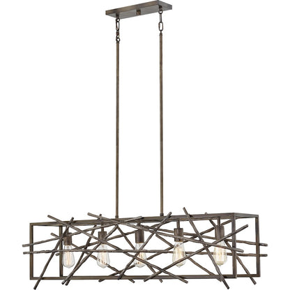 Quoizel Brigham Linear 5 Light Chandelier, Restored Bronze