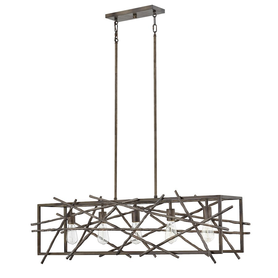 Quoizel Brigham Linear 5 Light Chandelier, Restored Bronze