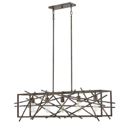 Quoizel Brigham Linear 5 Light Chandelier, Restored Bronze