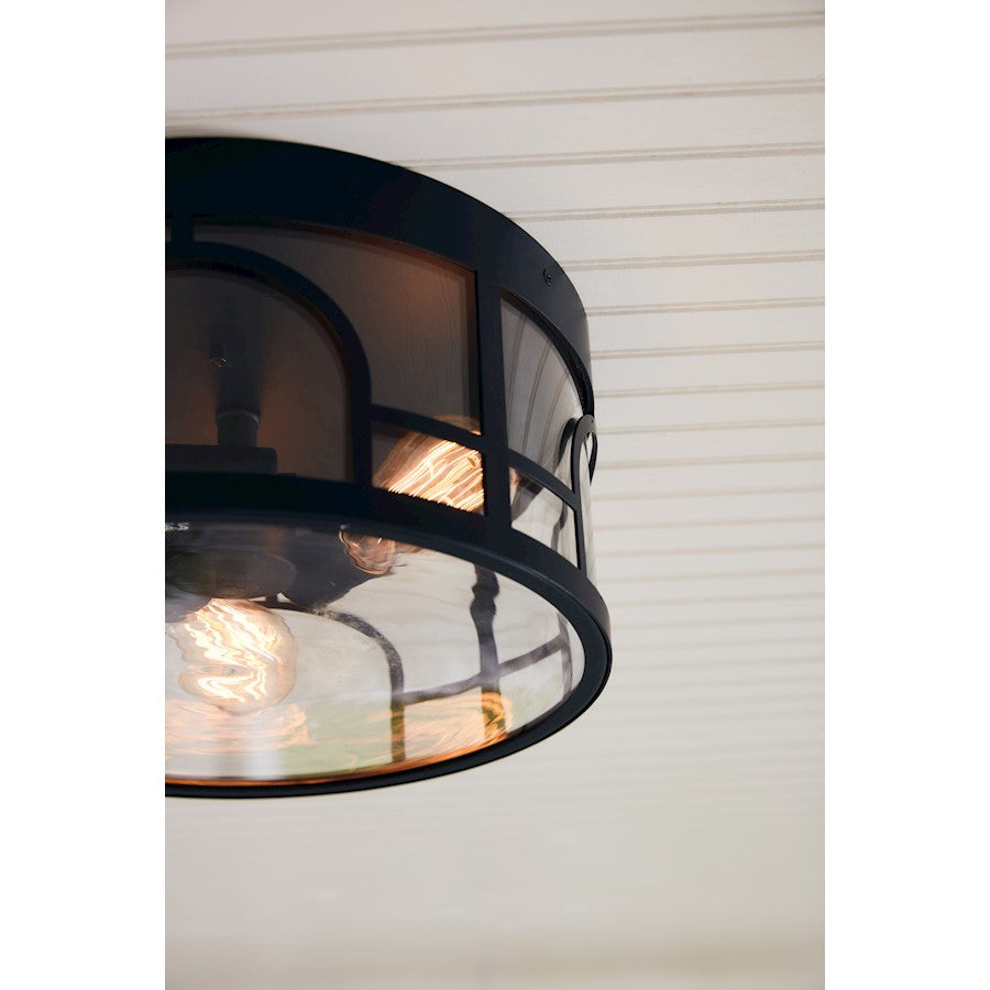 Quoizel Brampton 3 Light Outdoor Lantern, Matte Black/Clear