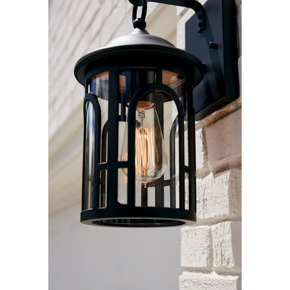 Quoizel Brampton 1 Light Outdoor Lantern, Matte Black/Clear