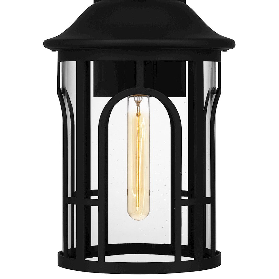 Quoizel Brampton 1 Light Outdoor Lantern, Matte Black/Clear