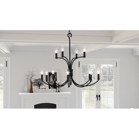 Quoizel Briar 12 Light Chandelier, Matte Black