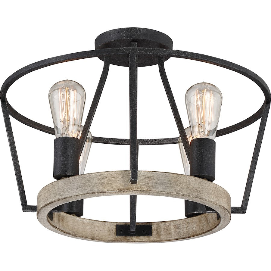 Quoizel 4 Light Brockton Semi-Flush Mount, Grey Ash