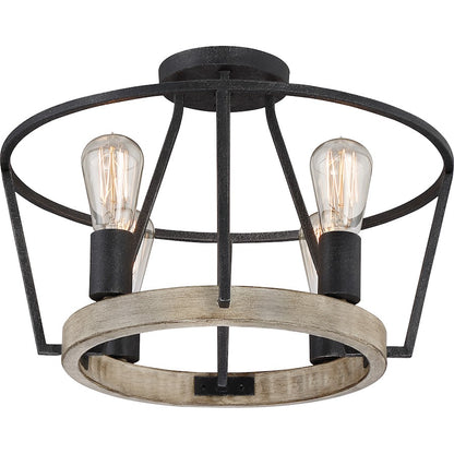 Quoizel 4 Light Brockton Semi-Flush Mount, Grey Ash