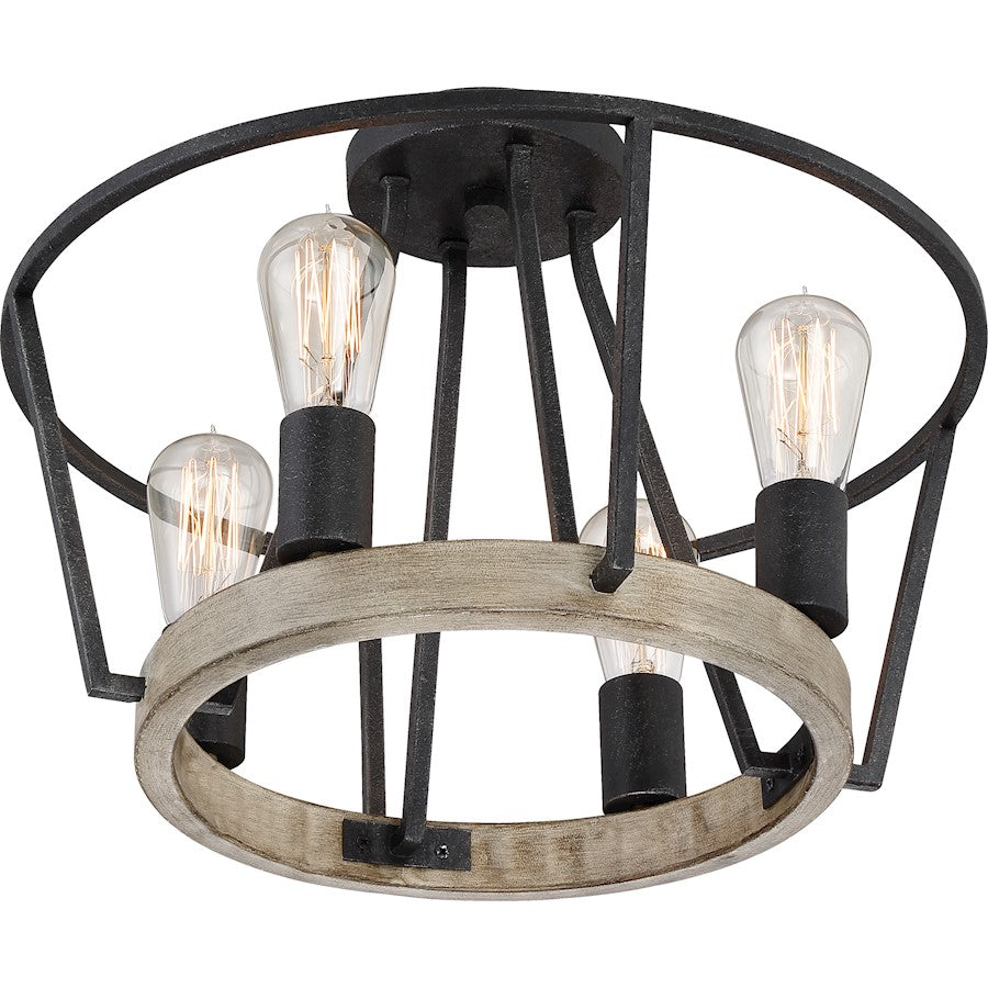 Quoizel 4 Light Brockton Semi-Flush Mount, Grey Ash
