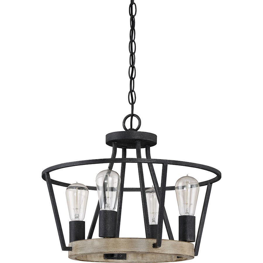 Quoizel 4 Light Brockton Semi-Flush Mount, Grey Ash