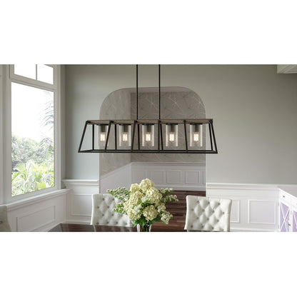 Quoizel Brockton 5 Light Island Chandelier, Grey Ash