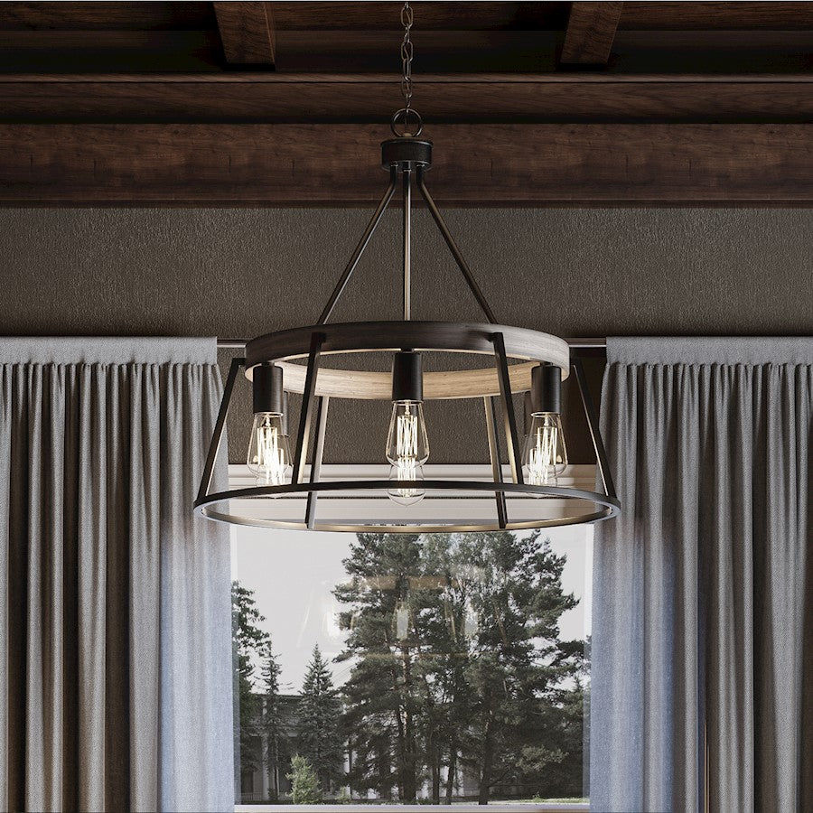 Quoizel 6 Light Brockton Chandelier, Grey Ash
