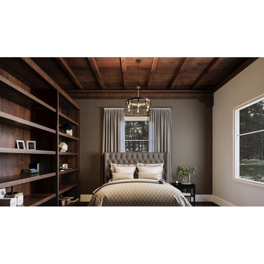 Quoizel 6 Light Brockton Chandelier, Grey Ash