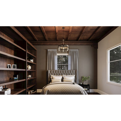 Quoizel 6 Light Brockton Chandelier, Grey Ash