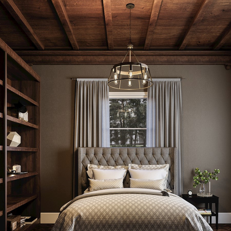 Quoizel 6 Light Brockton Chandelier, Grey Ash