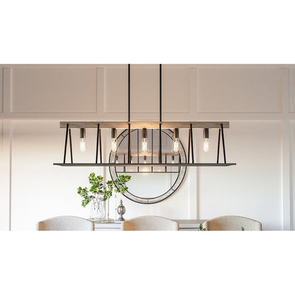 Quoizel 5 Light Brockton Island Chandelier, Grey Ash