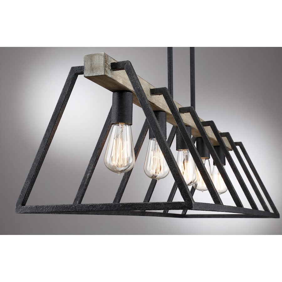 Quoizel 5 Light Brockton Island Chandelier, Grey Ash