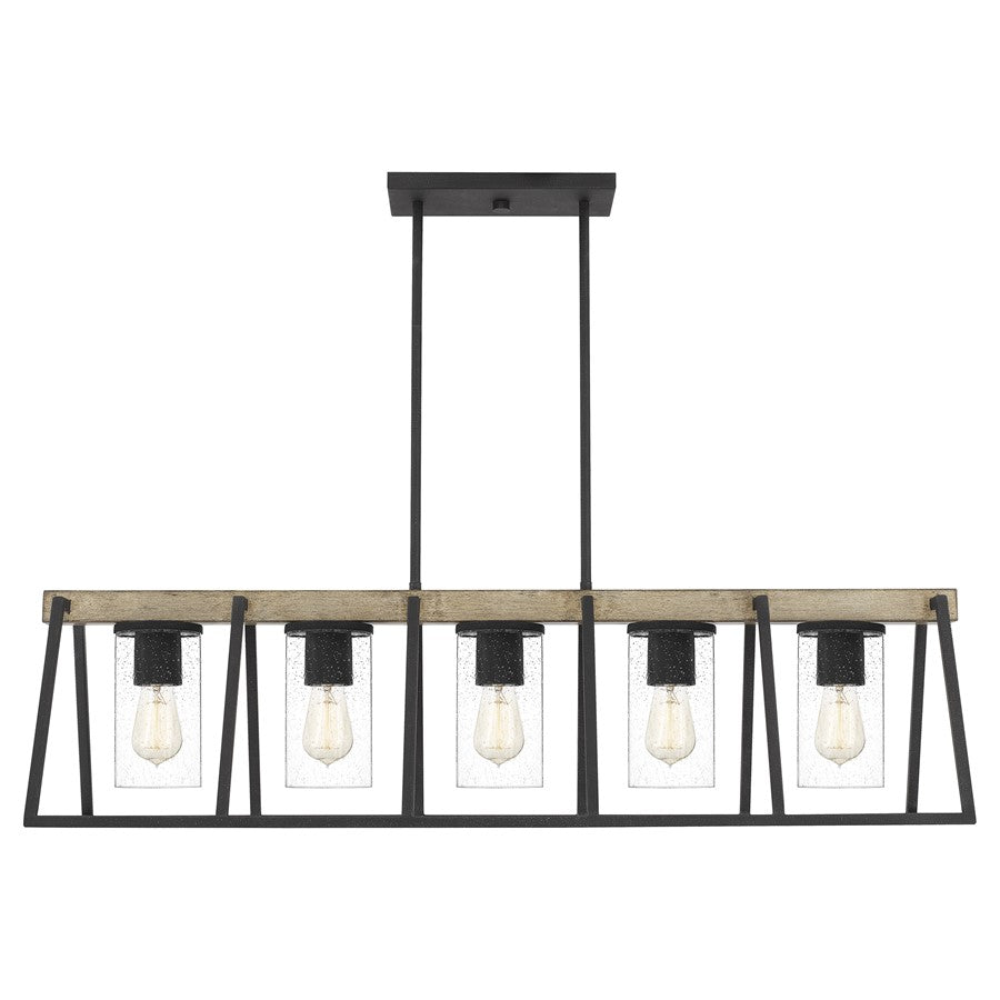 Quoizel Brockton 5Lt Island Chandelier, Grey Ash/Clear Seedy Glass