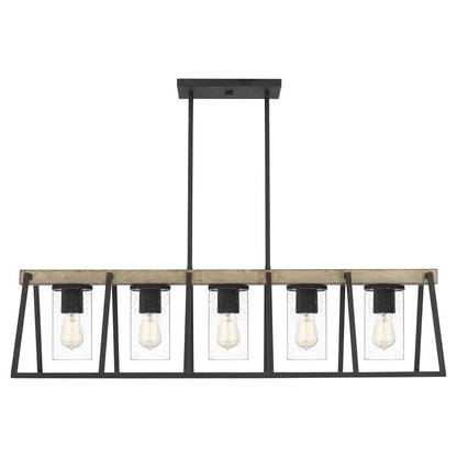 Quoizel Brockton 5Lt Island Chandelier, Grey Ash/Clear Seedy Glass