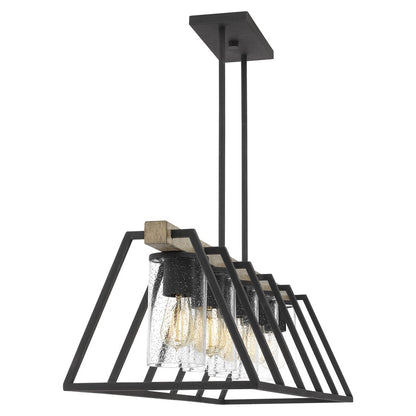 Quoizel Brockton 5Lt Island Chandelier, Grey Ash/Clear Seedy Glass