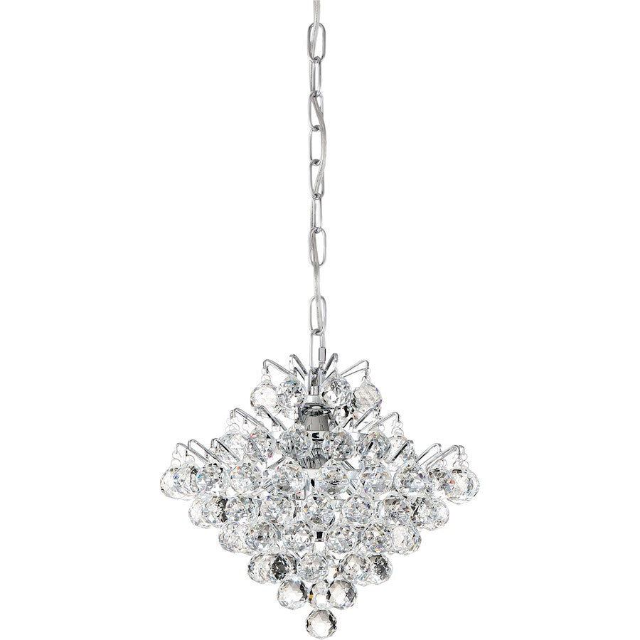 Clear Crystal Pendant, Polished Chrome