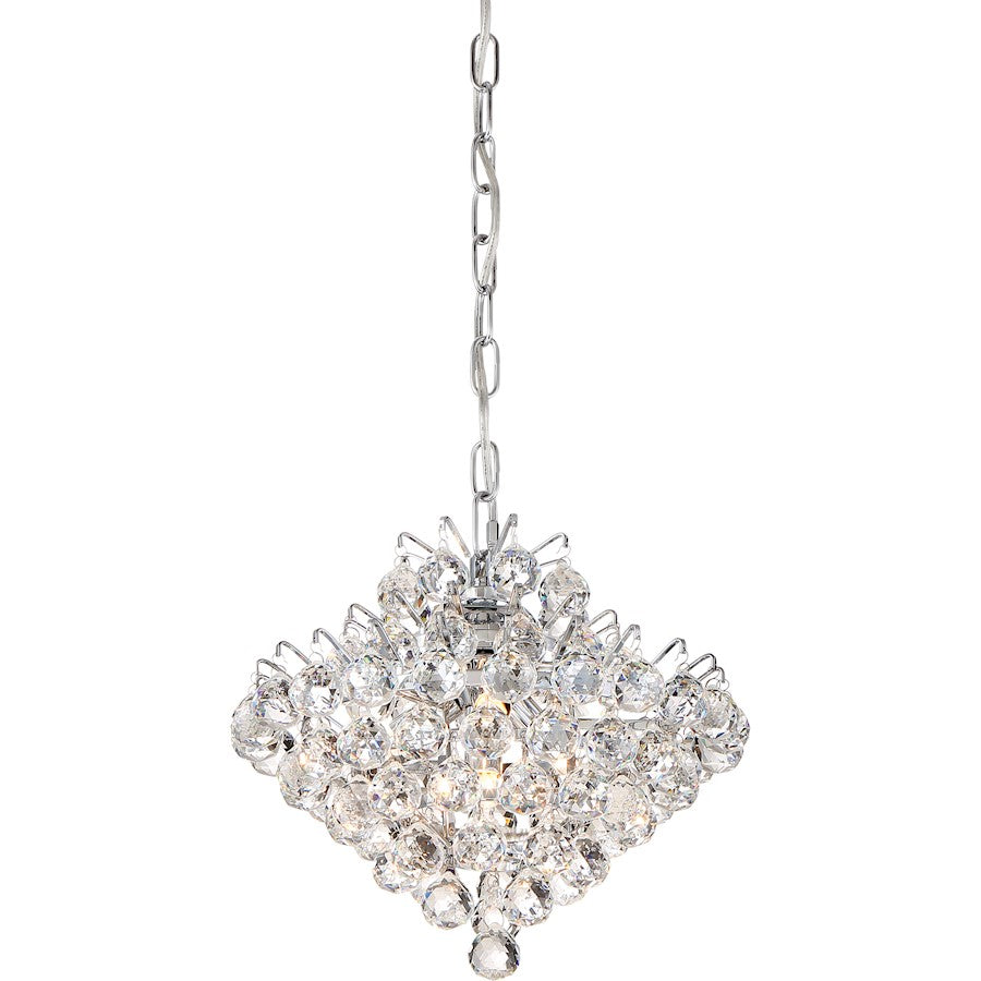 Clear Crystal Pendant, Polished Chrome