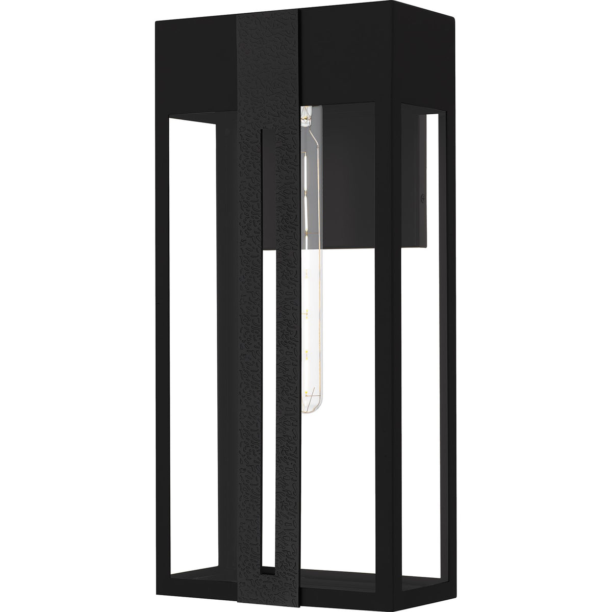 Quoizel Boswell 20in 1-Light Outdoor Wall Lantern | Transitional Matte Black and Clear Tempered Glass | Front Porch & Entryway | Model BSW8409MBK