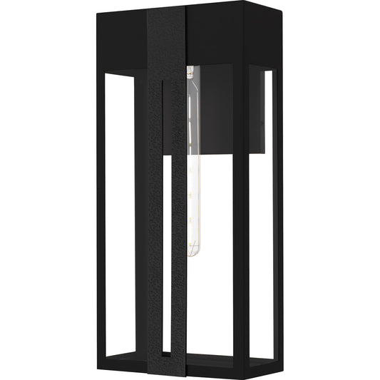Quoizel Boswell 20in 1-Light Outdoor Wall Lantern | Transitional Matte Black and Clear Tempered Glass | Front Porch & Entryway | Model BSW8409MBK