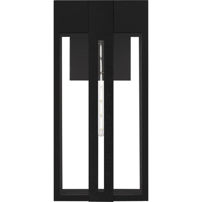 Quoizel Boswell 20in 1-Light Outdoor Wall Lantern | Transitional Matte Black and Clear Tempered Glass | Front Porch & Entryway | Model BSW8409MBK