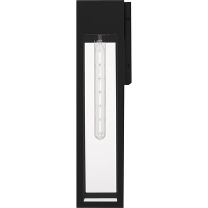Quoizel Boswell 20in 1-Light Outdoor Wall Lantern | Transitional Matte Black and Clear Tempered Glass | Front Porch & Entryway | Model BSW8409MBK