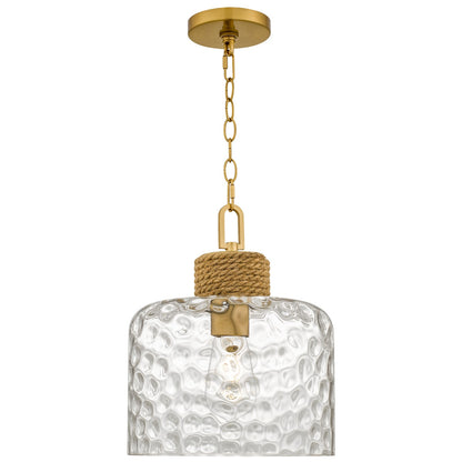 Quoizel Baltic 12in 1-Light Pendant | Coastal Brushed Gold and Clear Water Glass | Kitchen Island & Dining Room | Model BTC1512BRG