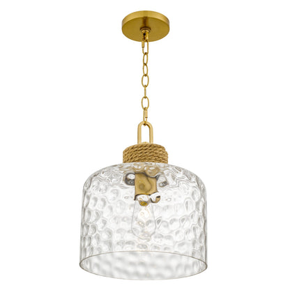 Quoizel Baltic 12in 1-Light Pendant | Coastal Brushed Gold and Clear Water Glass | Kitchen Island & Dining Room | Model BTC1512BRG