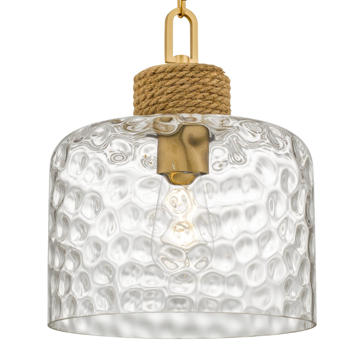 Quoizel Baltic 12in 1-Light Pendant | Coastal Brushed Gold and Clear Water Glass | Kitchen Island & Dining Room | Model BTC1512BRG