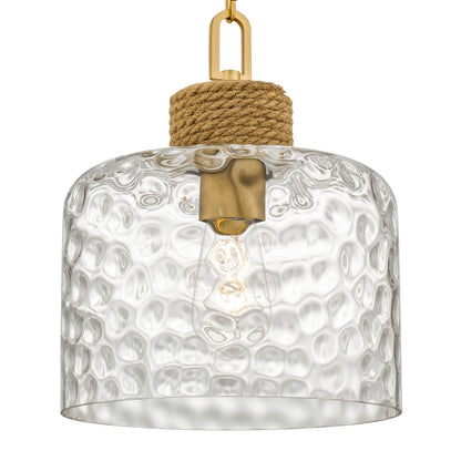 Quoizel Baltic 12in 1-Light Pendant | Coastal Brushed Gold and Clear Water Glass | Kitchen Island & Dining Room | Model BTC1512BRG