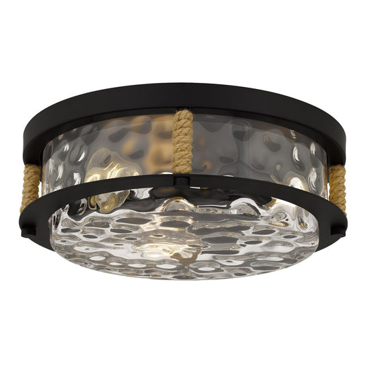 Quoizel Baltic 3Lt Flush Mount, Matte Black/Clear Water Glass - BTC1616MBK