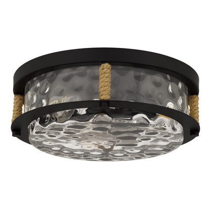 Quoizel Baltic 3Lt Flush Mount, Matte Black/Clear Water Glass
