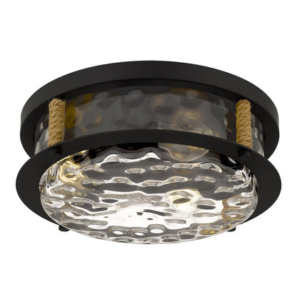 Quoizel Baltic 3Lt Flush Mount, Matte Black/Clear Water Glass