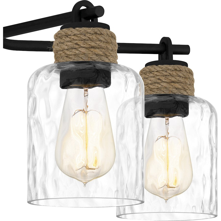 Quoizel Baltic 5 Light Chandelier, Matte Black/Clear Water