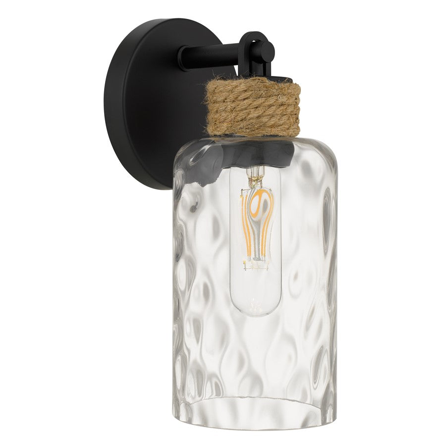 Quoizel Baltic 1Lt Wall Sconce, Matte Black/Clear Water Glass