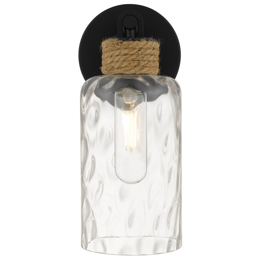Quoizel Baltic 1Lt Wall Sconce, Matte Black/Clear Water Glass