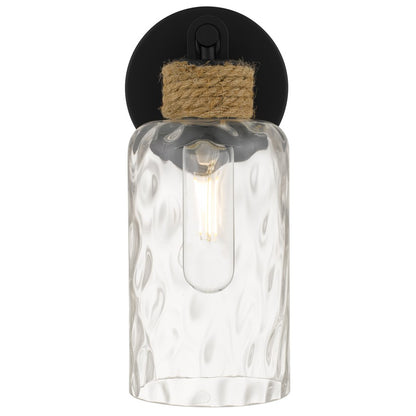 Quoizel Baltic 1Lt Wall Sconce, Matte Black/Clear Water Glass