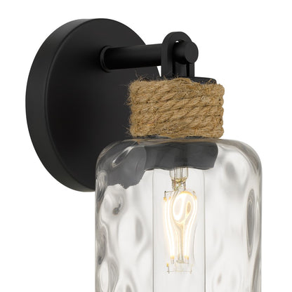 Quoizel Baltic 1Lt Wall Sconce, Matte Black/Clear Water Glass