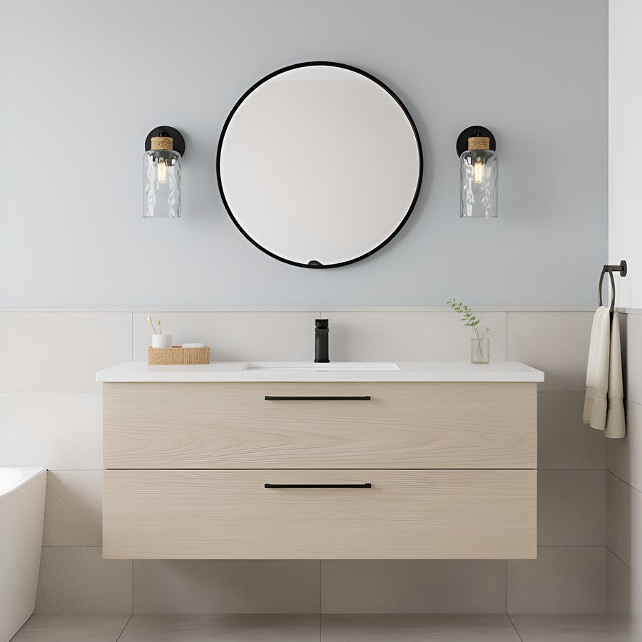 Quoizel Baltic 1Lt Wall Sconce, Matte Black/Clear Water Glass
