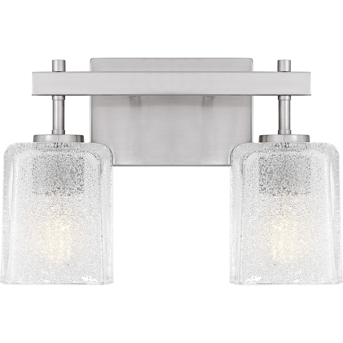 Quoizel Brenthouse 14in 2-Light Vanity Light | Modern Brushed Nickel and Clear Glass | Bathroom Vanity | 13.5 x 6.75 x 9.25 in | Model BTH8613BN