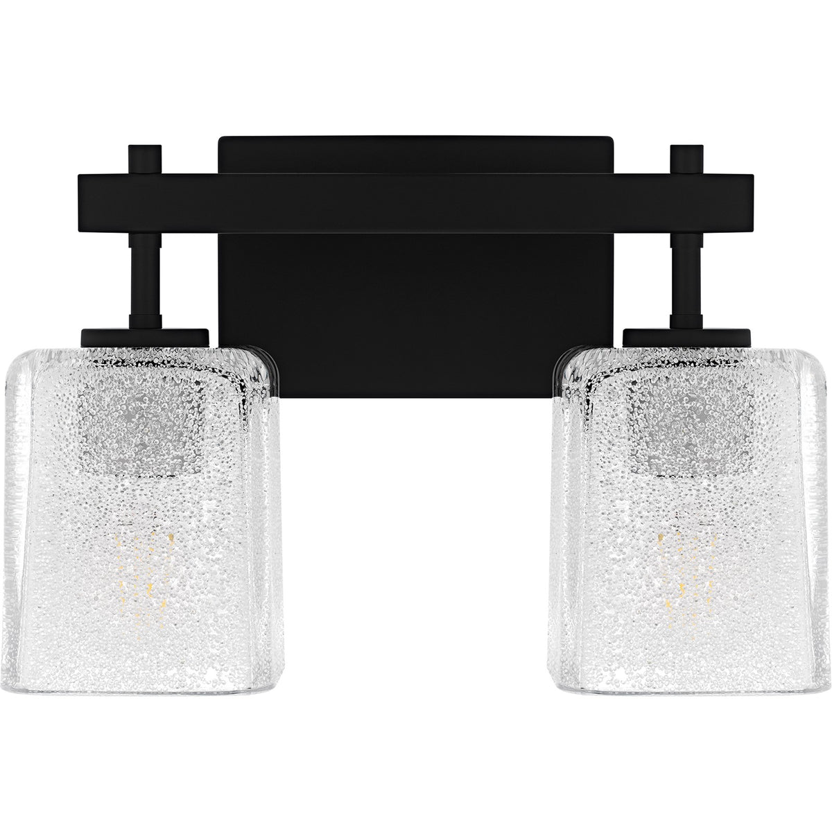 Quoizel Brenthouse 14in 2-Light Vanity Light | Modern Matte Black and Clear Glass | Bathroom Vanity | 13.5 x 6.75 x 9.25 in | Model BTH8613MBK