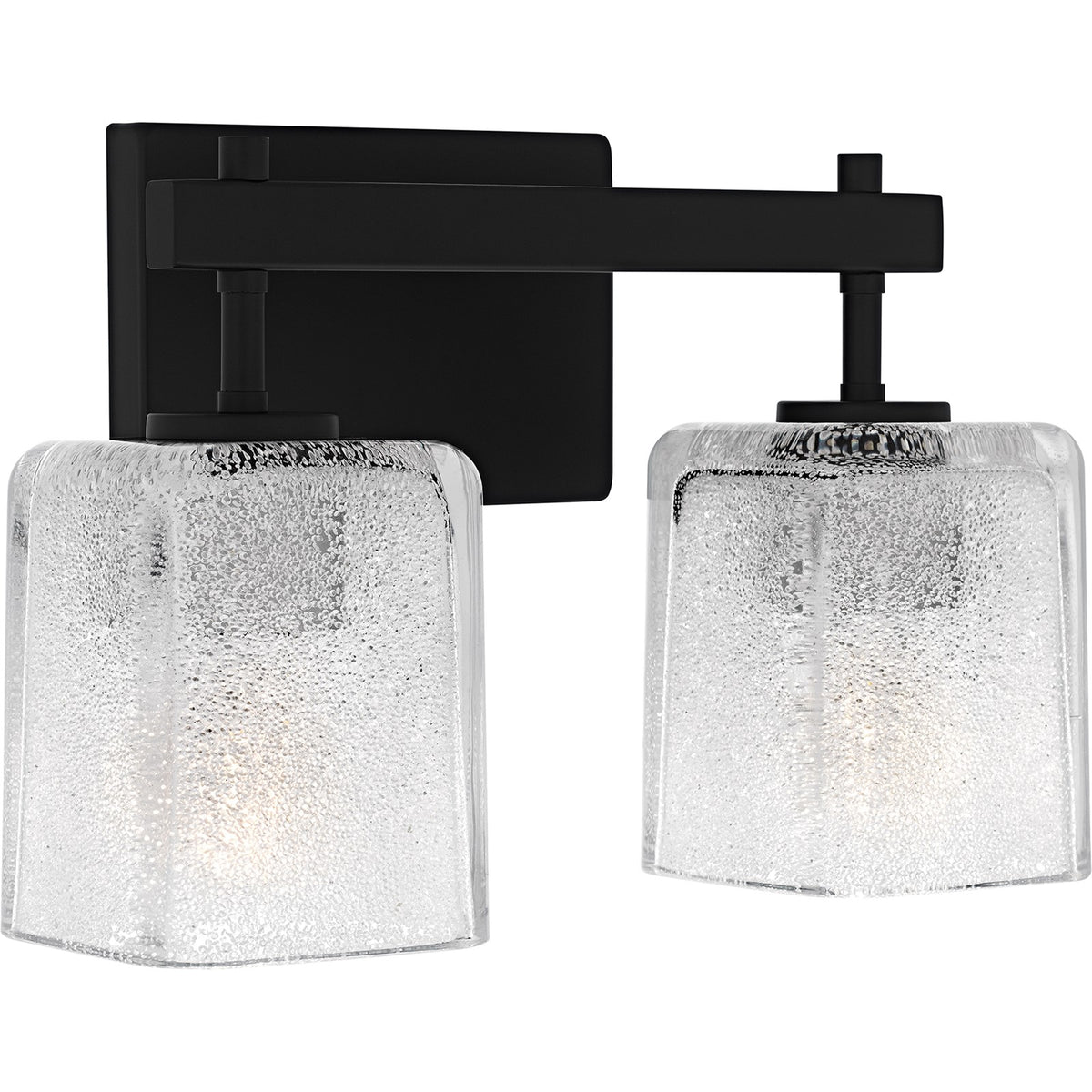 Quoizel Brenthouse 14in 2-Light Vanity Light | Modern Matte Black and Clear Glass | Bathroom Vanity | 13.5 x 6.75 x 9.25 in | Model BTH8613MBK