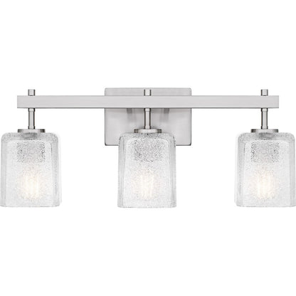 Quoizel Brenthouse 23in 3-Light Vanity Light | Modern Brushed Nickel and Clear Glass | Bathroom Vanity | 22.5 x 6.75 x 9.25 in | Model BTH8622BN