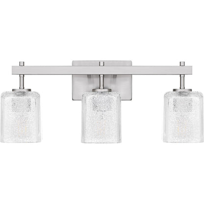 Quoizel Brenthouse 23in 3-Light Vanity Light | Modern Brushed Nickel and Clear Glass | Bathroom Vanity | 22.5 x 6.75 x 9.25 in | Model BTH8622BN