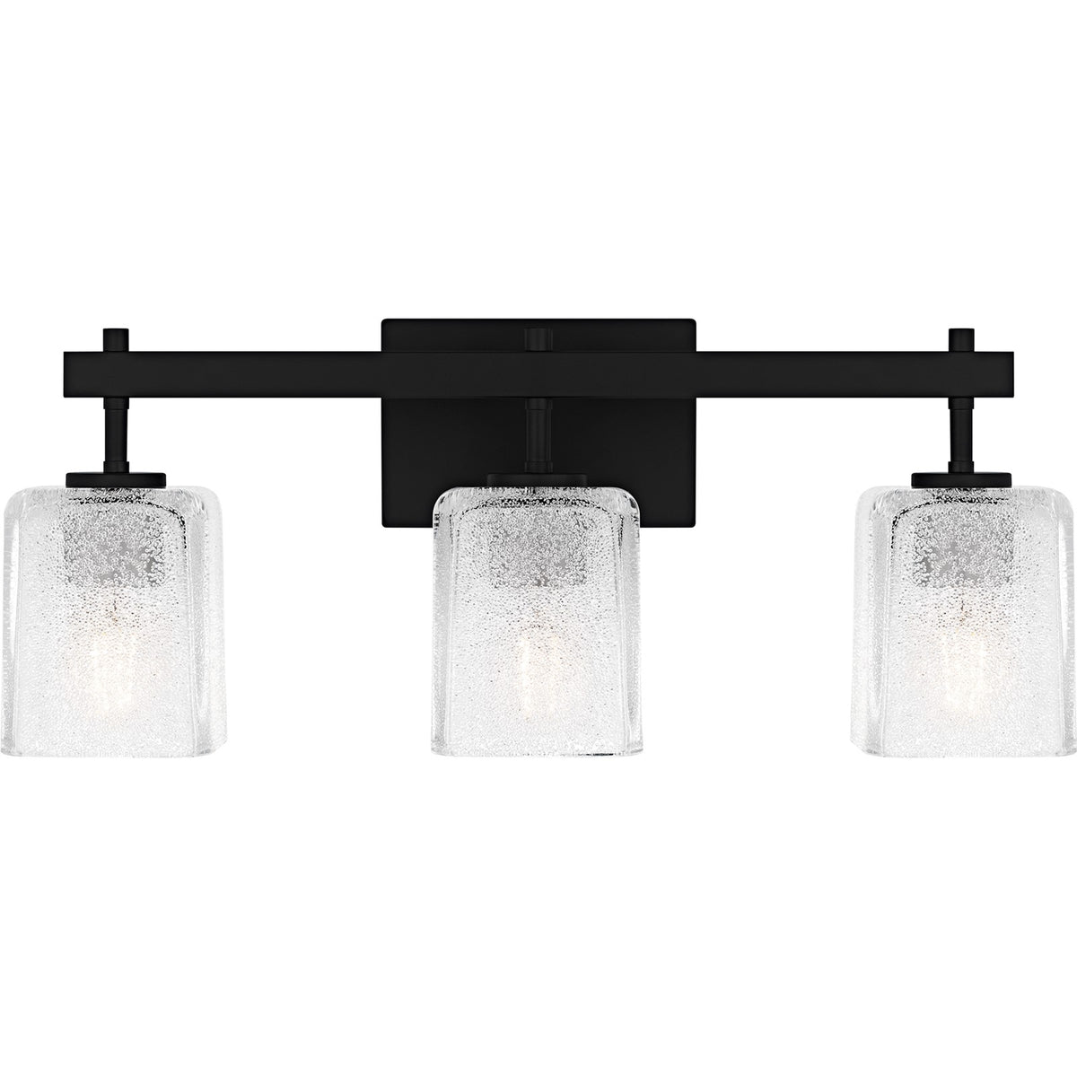 Quoizel Brenthouse 22in 3-Light Vanity Light | Modern Matte Black and Clear Glass | Bathroom Vanity & Powder Room | Model BTH8622MBK
