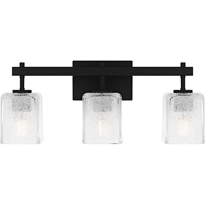 Quoizel Brenthouse 22in 3-Light Vanity Light | Modern Matte Black and Clear Glass | Bathroom Vanity & Powder Room | Model BTH8622MBK